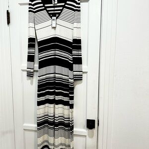 BCBG Long black and white stripe dress